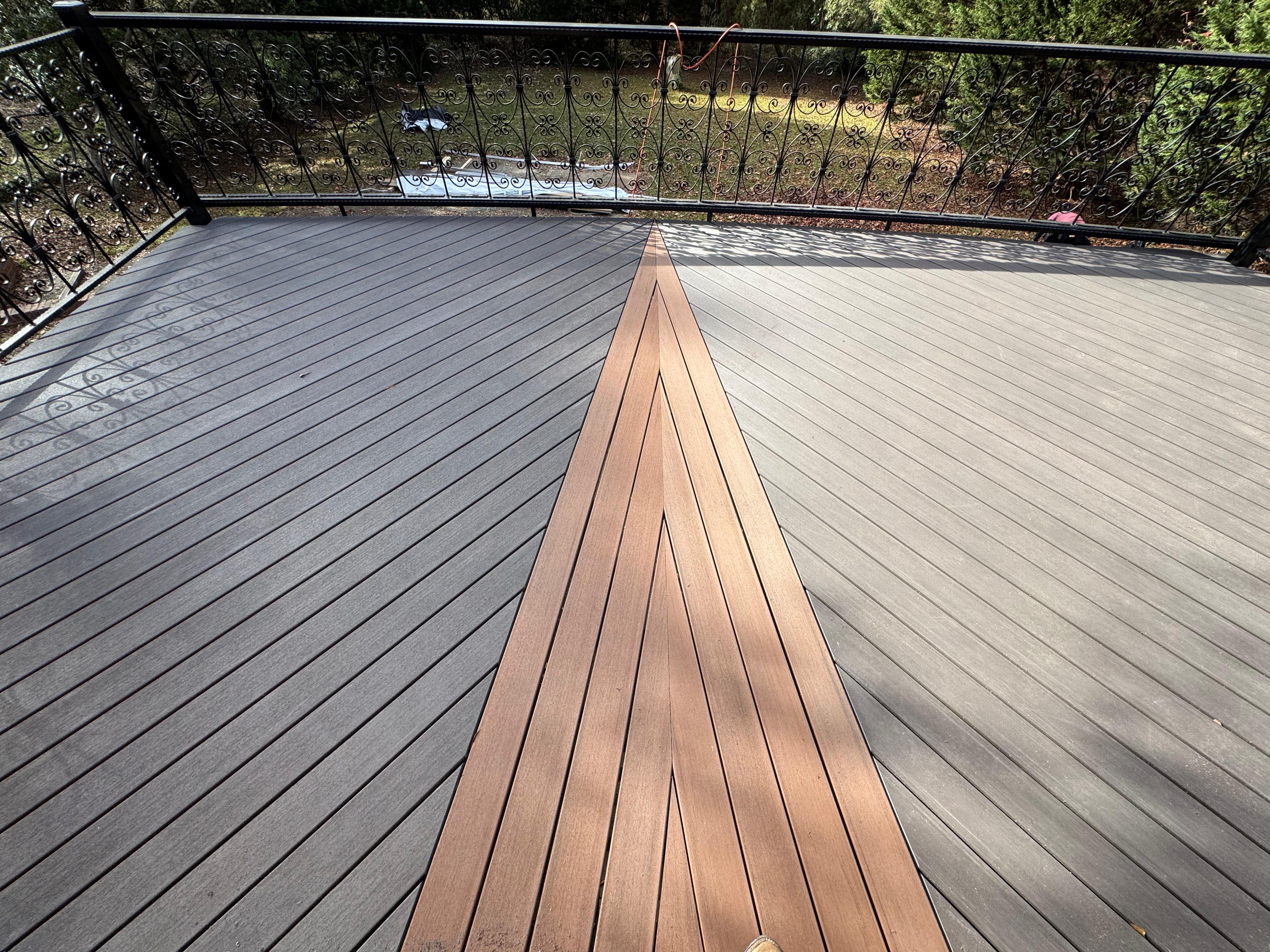 Chevron two-tone composite deck boards